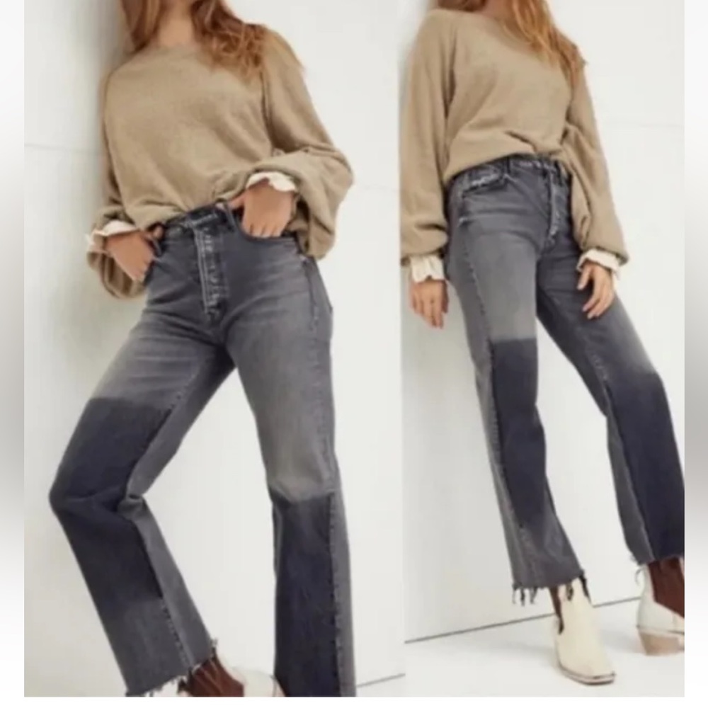 Mother Superior The Rambler Ankle Fray Straight Jeans Hitting The Pavement Sz 24